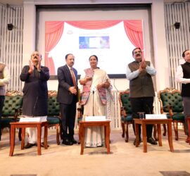 Delhi CM Rekha Gupta launching the new online portal for fire safety certificate renewal with senior fire department officials